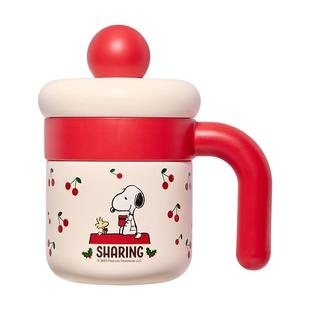 史努比女生马克杯保温吸管水杯316l不锈钢办公喝咖啡牛奶杯子可爱