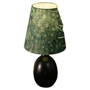 宝照克里姆特 美式复古卧室床头野绿色格子布罩纹理南洋装饰台灯