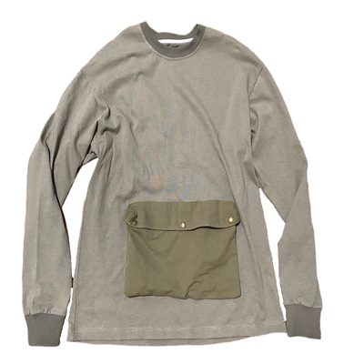 针织大口袋长袖套头衫