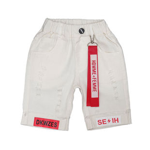 韩版男童夏季短裤2025新款儿童黑色白色牛仔裤儿童洋气弹力休闲裤