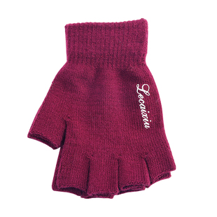 纯色防滑半指手套男女士秋冬季毛线针织露指半截学生手套骑车开车