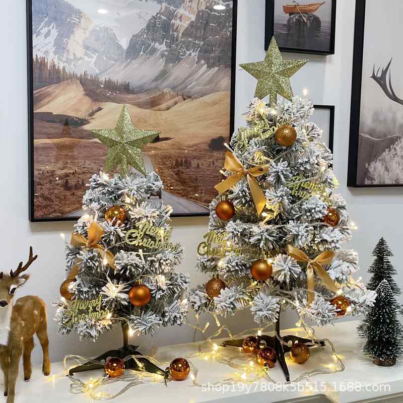 圣诞树桌面摆件45/60商场店铺日场景布置收银台小型装饰品圣诞节