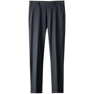 高级感商务休闲西裤黑色修身九分小脚裤垂感弹力秋冬加绒刺绣长裤