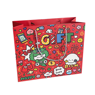 可爱涂鸦礼品袋大小号新年高级感手提袋儿童生日礼物伴手礼包装袋
