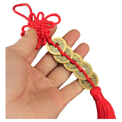 纯铜五帝钱招财挂件化解门对门