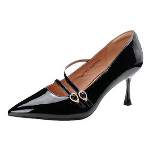 特价 千百度2026静音鞋尖头细高跟牛漆皮女单鞋A25157742A01A06