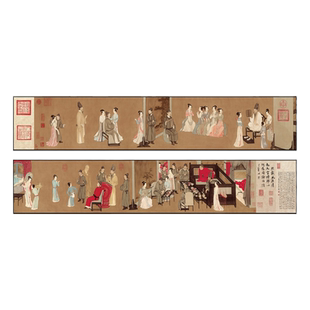 新中式餐厅装饰画【宫廷夜宴图】人物多层餐馆包厢背景墙面挂画