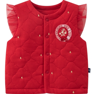 aqpa爱帕儿童婴儿马甲夹丝夹棉秋冬保暖满月百天宝宝背心坎肩外穿