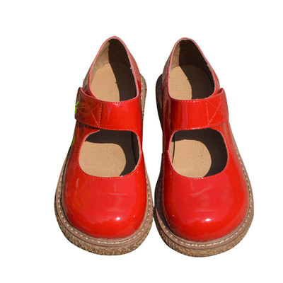 牛皮魔术贴单鞋灰姑娘厚底