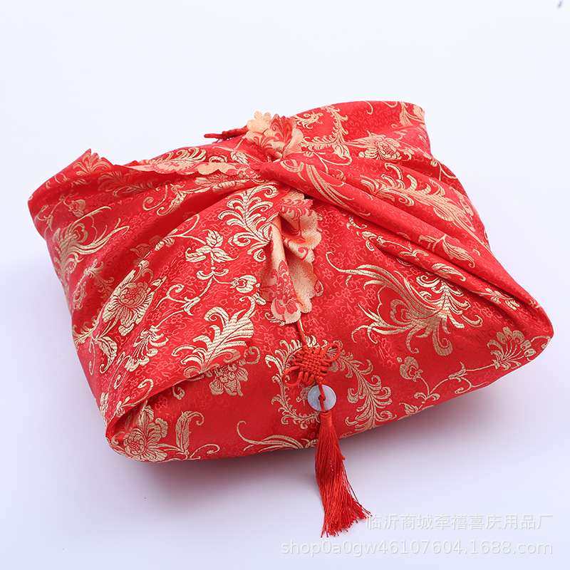 批发包袱婚庆用品喜庆包袱盆皮结婚女方包裹包新人红色陪嫁盆喜布