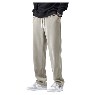 2025秋冬加绒加厚雪尼尔休闲裤男宽松直筒垂感灯芯绒保暖运动卫裤