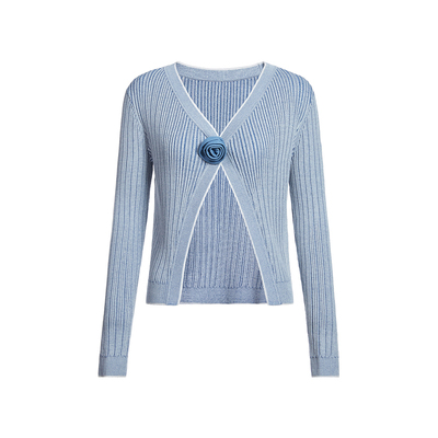 醋酸棉开衫 ochirly欧时力针织外套女2024新款早春镂空气质简约