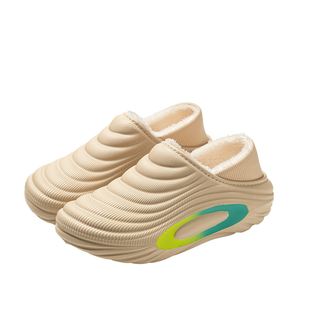 踩屎感男士棉拖鞋防水抗污冬外穿包跟保暖2025新款加绒厚底棉鞋女