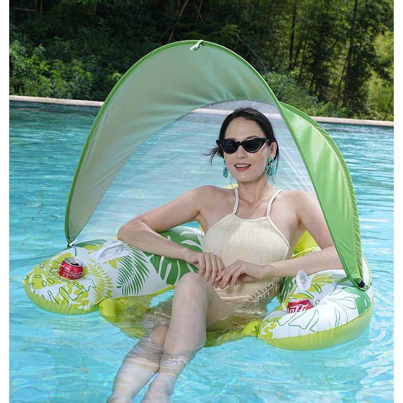 泳池派对度假u型躺椅床遮阳蓬带吊床沙发浮遮阳棚水充气排上浮