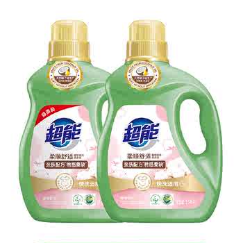 超能植翠柔顺舒适洗衣液2.5kg*2天然椰油亲肤配方棉感柔软依兰香实付59.4元到手包邮