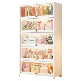 安居客钢制书柜带玻璃储物柜一体家用客厅儿童置物书架防尘储物柜
