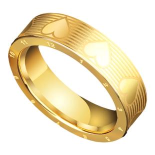 飒雅戒指男士情侣对戒女钨金心形简约金色高级感男款尾戒潮流钨钢