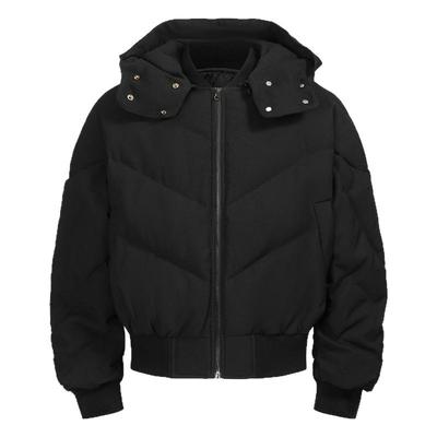 连帽短款飞行员羽绒服可拆卸帽