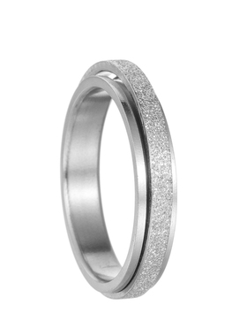 钛钢可转动情侣磨砂金戒指