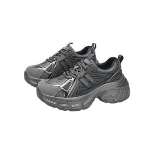 达芙妮灰色老爹鞋女2025春季新款厚底增高女鞋轻便百搭休闲运动鞋