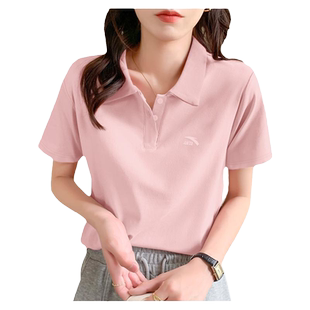 安踏polo衫短袖t恤女气质简约白色百搭带领时尚夏季透气休闲半袖
