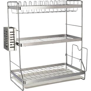 摩登主妇304不锈钢碗碟收纳架厨房多功能台面置物架碗筷盘沥水架