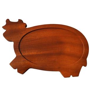 牛排板子托盘战斧牛形牛排盘商用木质高端牛扒餐盘美式酒店烤盘子