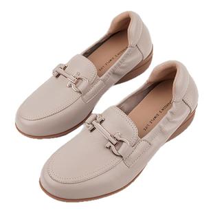 壹家shoes035035全羊皮散步乐福鞋3.5跟高百搭一脚蹬单鞋真皮女鞋