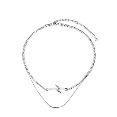 KITSH双层链条珍珠项链小众ins