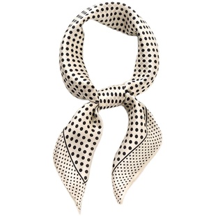 黑白条纹丝巾小方巾女士秋冬真丝系脖法式领巾搭配衬衫西装高级感