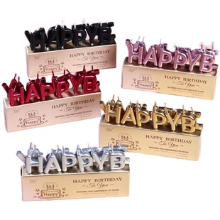 生日派对蜡烛金色英文字母happy birthday生日快乐小蜡烛蛋糕装饰