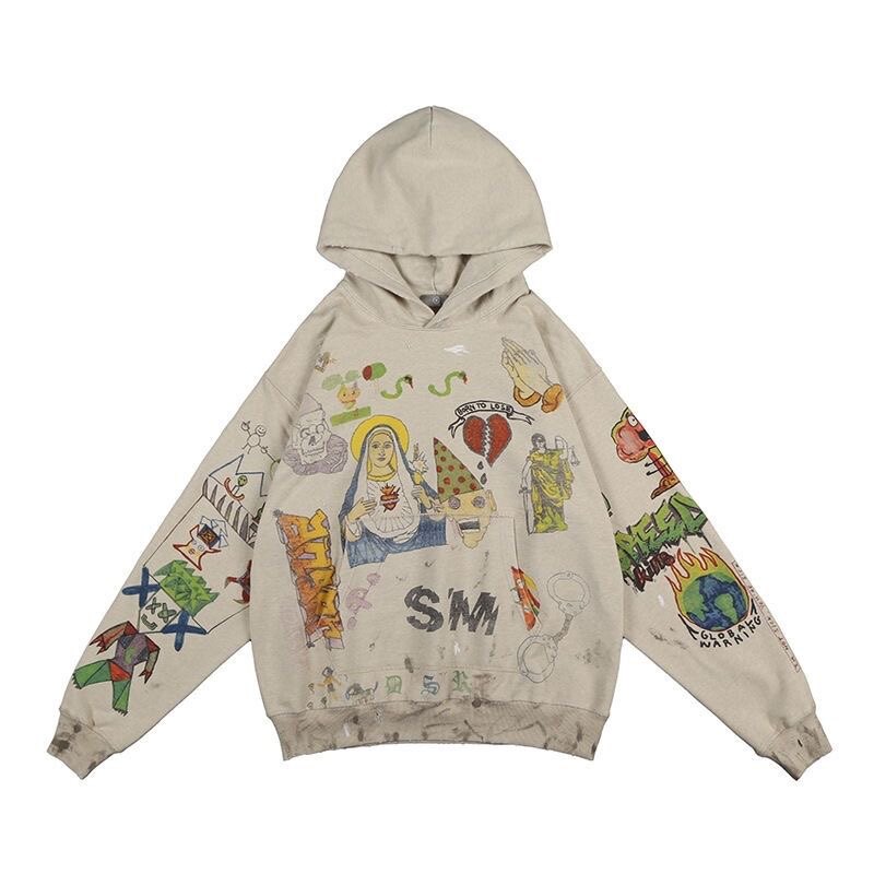 佰保郎ReadyMade Saint Michael男女同款辛普森手绘涂鸦卫衣宽松