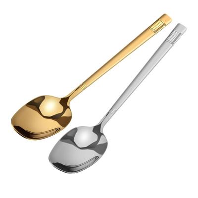 加厚款餐勺饭勺韩式餐勺家用长柄汤匙调羹便携勺子韩式不锈钢勺子
