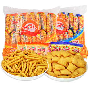 爱尚咪咪虾条蟹味粒80包网红好吃解馋小零食休闲小吃食品大礼包