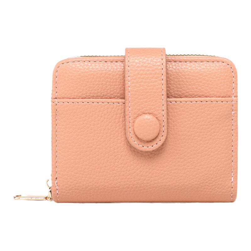 纯色钱包女短款礼物多卡位两折驾驶证零钱包二合一荔枝纹学生银包