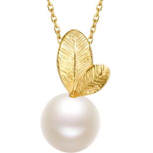 周六福黄18K金珍珠吊坠优雅小苹果挂坠不含项链送女友新年礼物