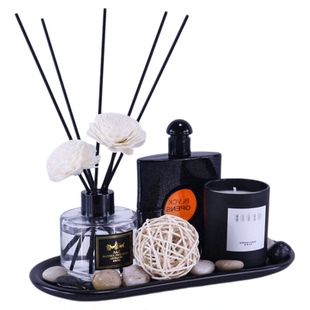样板间装饰品摆件卫生间洗手台套装摆设样板房软装香薰蜡烛托盘