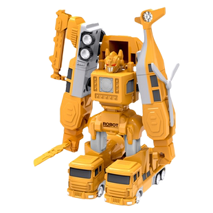 儿童玩具男孩磁力变形拼装机器人工程汽车套装益智3到6岁新年礼物