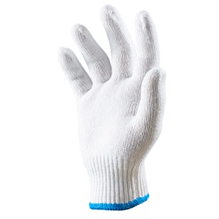 手套劳保耐磨工作防滑纯棉加厚白棉纱棉线尼龙劳动男工地干活耐用