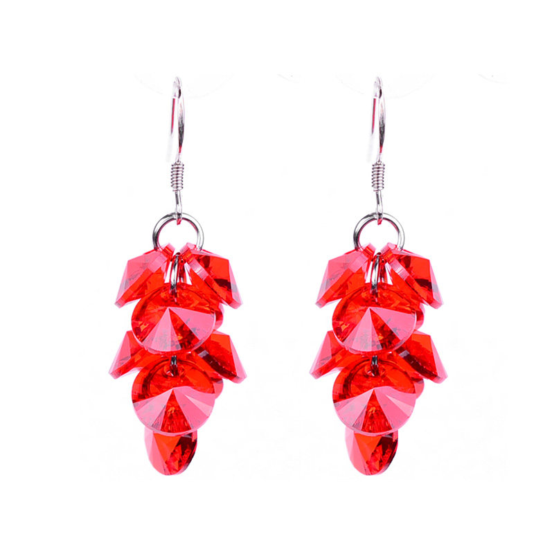 通透闪亮大红色耳环葡萄坠女高级小众日韩奥地利水晶925纯银设计