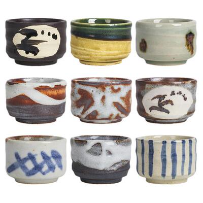 日本进口美浓烧陶瓷茶杯功夫品茗杯釉下彩白酒清酒日式汤吞小杯子