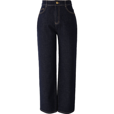 娅丽达加厚加绒直筒牛仔裤女冬