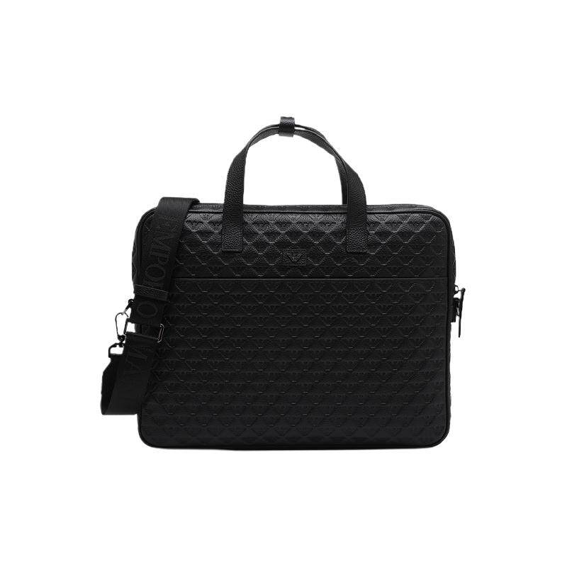 【自营】EMPORIO ARMANI/阿玛尼鹰标压花牛皮男手提斜挎包公文包