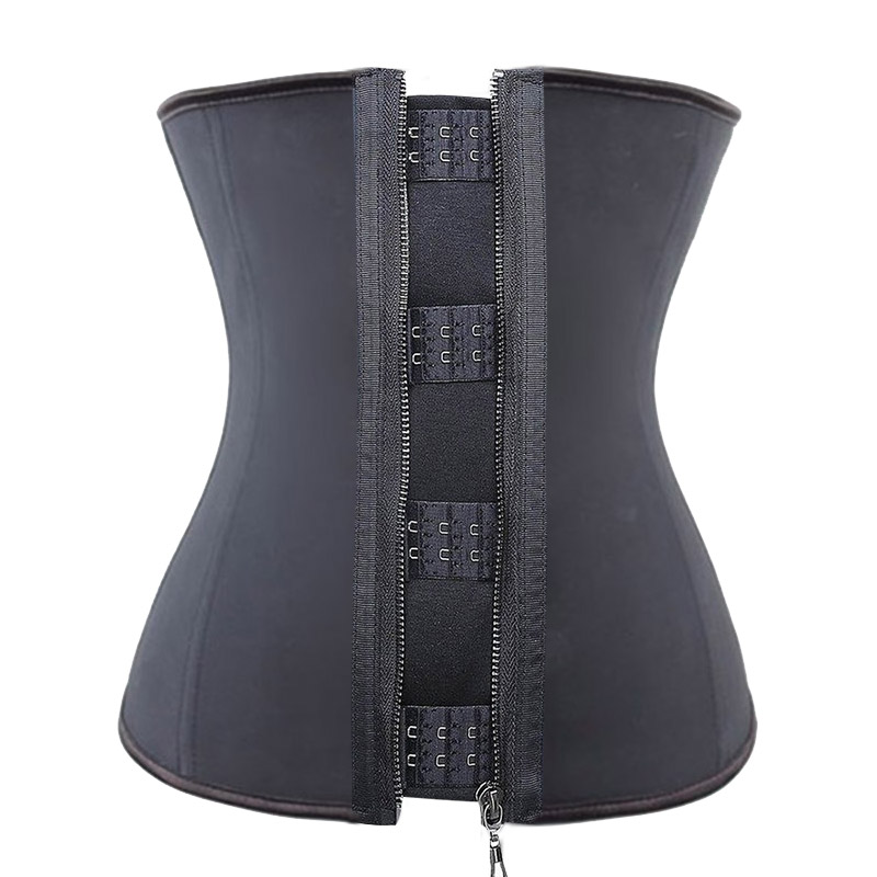 黑色运动无袖一片式乳胶钢骨latex waist trainer corset拉链束腰