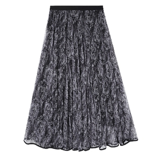 白鹿语优雅复古半身裙25秋冬新款度假风高腰显瘦百搭长款A字裙