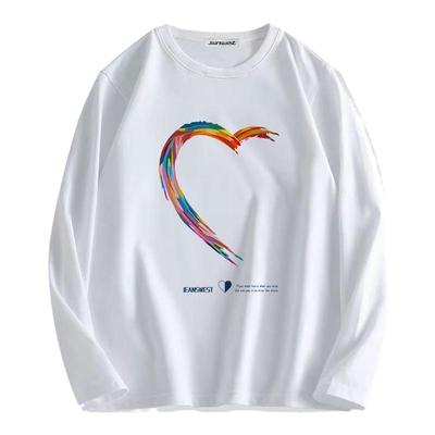 NG真维斯纯棉情侣装长袖t恤男女秋季爱心圆领百搭打底衫秋装上衣