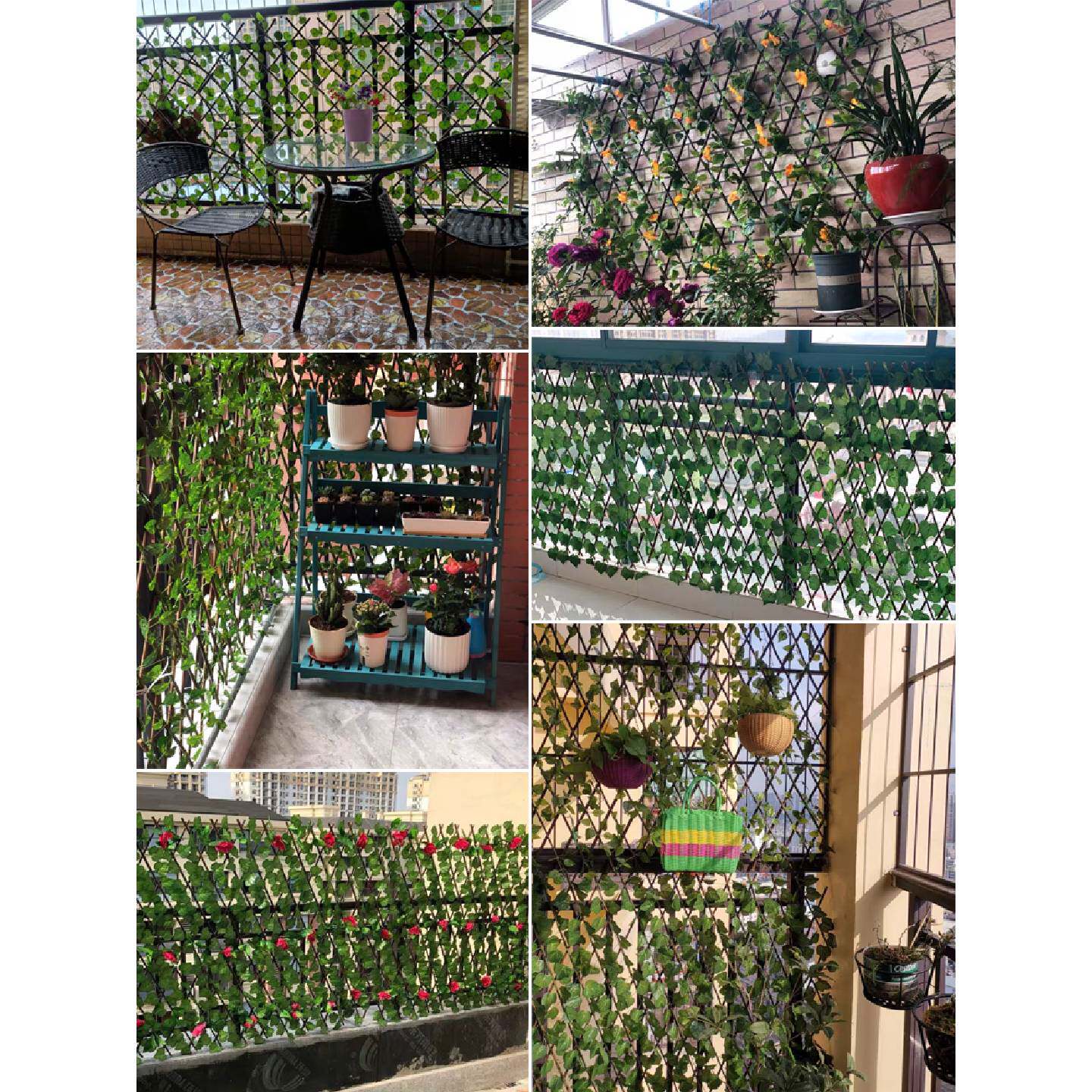A阳台庭院植物伸缩遮挡绿植栏杆护栏装饰绿植木篱笆防腐木栅栏围
