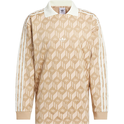 阿迪达斯男女宽松印花翻领卫衣