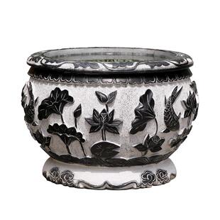 石雕流水鱼缸天然青石做旧石头缸庭院中式仿古缸圆形门海精品包邮