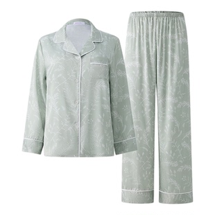 古今睡衣女春冰丝长袖长裤家居服套装可外穿休闲宽松两件套